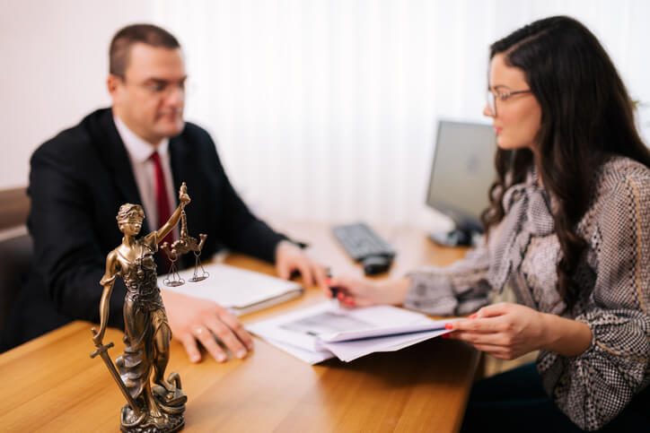 Woman with divorce attorney