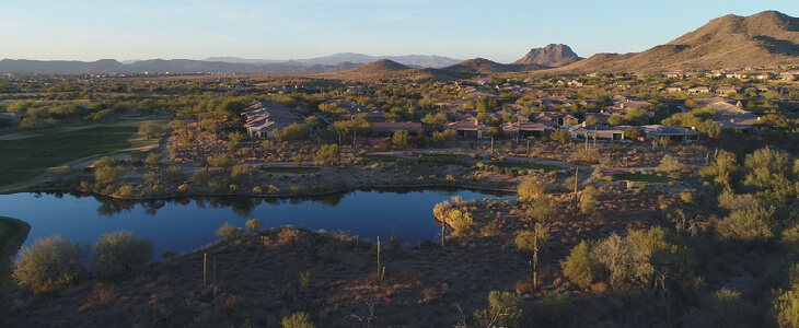 Golf course in Anthem, Arizona at night