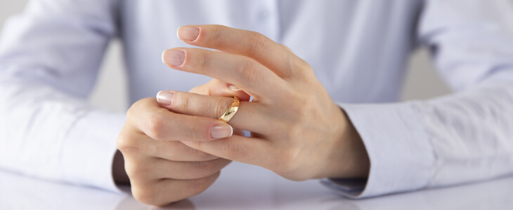 Man taking off wedding band.