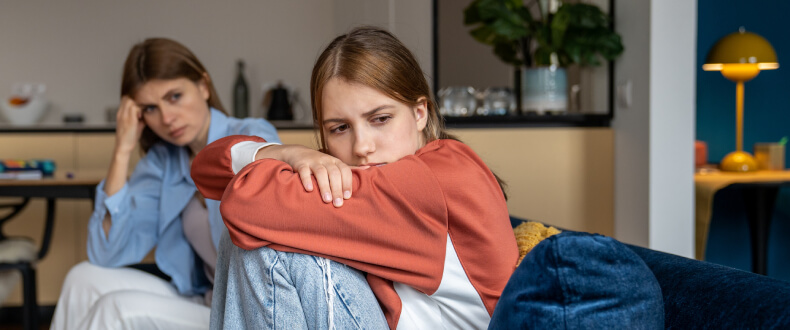 Teen girl refusing to speak with her mother